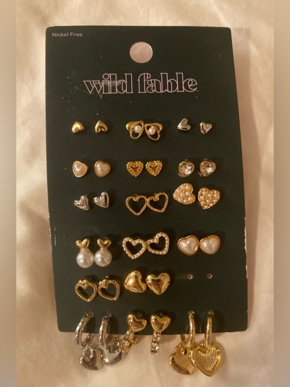 Wild Fable Heart Earrings Set 17 Pairs Gold Silver Pearl Nickel Free